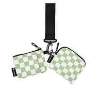 Verde e Bianco Americano Plaid Custodie per Carte da Donna Porta Cambio Sottile Piatto Cerniera Portafoglio Portamonete con Cerniera Tasca per Monete per le Donne 2 Pz Mujer para tarjetas