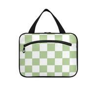 Verde e Bianco Americano Plaid Hanging Bag per gli Uomini Viaggio con Gancio, Designer Pieghevole Medicina Borse per le Donne Vacanza estuche para brochas maquillaje L