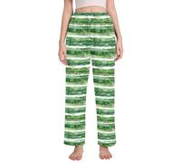 Verde e Bianco Strisce Orizzontali Elastico Comodo Pigiama Pantaloni per Donna Pigiama Pantaloni per Donna Pantaloni Della Tuta Pj, Strisce orizzontali verdi e bianche, S