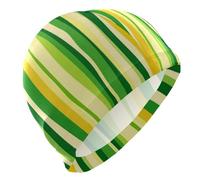 Verde Erba Giallo Motivo A Strisce Doodle Art Nuoto per Signore Capelli Corti Impermeabile Grande Nuoto per Le Donne Protezione Dei Capelli e Riduzione Della Resistenza Gorro para Piscina Mujer