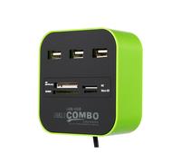 (Verde) Erilles USB HUB Combo All In One USB 2.0 Micro SD Lettore di schede ad alta velocitÃ 3 porte