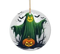 Verde Fantasma Horror Zucca di Halloween Stampa Ceramica Pendente Rotondo Per Gli Ornamenti Da Viaggio Per La Decorazione Domest