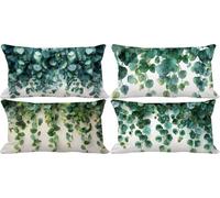 Verde Federe Cuscini Divano 30x50 Set di 4 Foglia Cuscini per Divano Esterno Impermeabili Lino Rettangolo Cushion Covers per Arredo Camera da Letto Estate Giardino Patio Decorazione Della Casa -j3107h