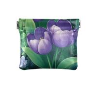 Verde Fiore Viole Fiori Moda Donna Piccolo Cuoio Portamonete Portafoglio Unico Gioielli Organizzatore per le Donne monedero para monedas