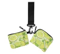 Verde fluorescente succo di limone ghiaccio portamonete da donna porta carte sottile staccabile cerniera portamonete portafoglio con tasca con cerniera per ragazze 2 confezioni tarjeteros para