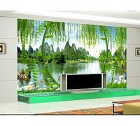 Verde Foresta Cime Montuose Laghi Fiori 3D Carta Da Parati Facile Installare Mobili Sfondi Ufficio Divano Camera Letto Sfondo Decorazione Murale-300cm×210cm