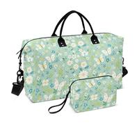 Verde Fresco Estate Fiore Decorativo Pernottamento Borsa Sport Palestra con Borsa da toilette per Palestra 2 Pz Set Bolsa para Palestra para Mujer