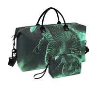 Verde Fresco Fluorescente Dinosauro Grande Viaggio Duffel Bagaglio Weekender Bag Palestra Sport Duffel Borse con Toiletry Bag per Yoga Impermeabile bolso de para Hombre