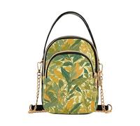 Verde Giallo Foglie Modello Stampa Arte alla moda piccole borse per le signore a tracolla con multi tasche borsa a mano per le donne essenziali per le donne