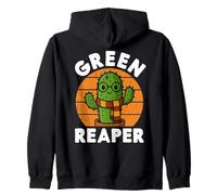 Verde Grim Reaper Abbraccio Worth Wizard Cactus Halloween Matching Felpa con Cappuccio