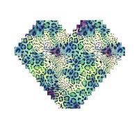 Verde Leopard Print Art Mattone Puzzle a forma di cuore blocchi di costruzione fai da te Set 3D Puzzle Home Decor 82 pezzi