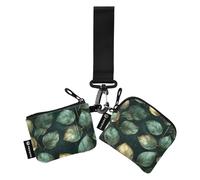 Verde Linea Dorata Foglie Casi di Carta Del Cambio Delle Donne Sottile Portatile Cambiamento Borsa Portafoglio con Cerniera Tasca Monete per Le Donne 2 Confezioni Tarjetero para Tarjetas de Credito