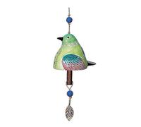 (Verde) LM Campanello per uccelli con canto, decorazione da giardino, campanello a vento rustico da