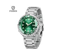 (Verde M) FOXBOX Orologio subacqueo da uomo di alta marca, impermeabile fino a 50 atmosfere, con data