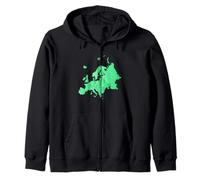 verde, mappa, di, europa, con, paesi, confini Felpa con Cappuccio