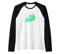 verde, mappa, di, europa, con, paesi, confini Maglia con Maniche Raglan