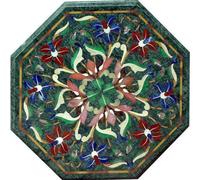 Verde Marmo 18 " Lato Table Top Handmade Inseriti Pietre Semi Preziose Artistico