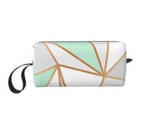 Verde Menta Grigio Oro Geo, Borsa per il trucco Borsa per cosmetici Borsa da toilette da viaggio portatile Borsa per trucco Organizer