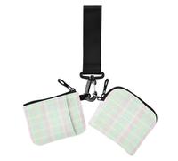 Verde menta pastello Blush Plaid Seamless Pattern Soft Spring Easter Check | Mini portamonete alla moda con tasca con cerniera, per uomo e donna, 2 pezzi
