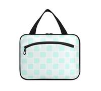Verde menta Plaid Hanging Toiletry Borsa da viaggio con gancio, Designer Chic Borse per gli uomini per Essentials per le donne Palestra bolsas de maquillaje para Mujer L