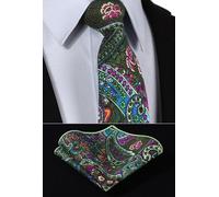 Verde Muschio Cotone Cravatta Blu Viola Rosa Bianco Floreale Paisley Nozze Hanky