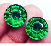 Verde Naturale Granato 18 KT Certificato Taglio Rotondo Paio Loose Gemma PG10