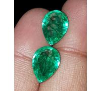 Verde Naturale Smeraldo 6 + Carato Pera Forma Paio Certificato Loose Gemma PE01