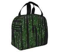Verde Numero Binario Stampa Pieghevole Isolato Lunch Bag Pasti Snack Bevande Ragazzi Ragazze Adolescenti Picnic
