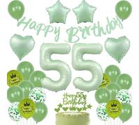 Verde palloncini 55 anni compleanno,palloncino verde salvia 55 anni compleanno,Decorazione festa 55 anni compleanno,Palloncino 55 anni compleanno Uomo Donna,Verde 55 anni Toppers per Torta