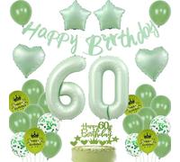 Verde palloncini 60 anni compleanno,palloncino verde salvia 60 anni compleanno,Decorazione festa 60 anni compleanno,Palloncino 60 anni compleanno Uomo Donna,Verde 60 anni Toppers per Torta