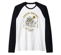 Verde Palude Florida Moto Giro Vintage Design Maglia con Maniche Raglan