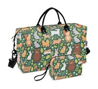 Verde Personalizzato Foglia Animale Decorativo Carry On Weekend Bag Gym Duffel Bag con Toiletry Bag per Viaggi di Lavoro Impermeabile Bolsa para viajar