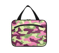 Verde Pesca Camouflage Hanging Toiletry Borse per Viaggiare Donne con Gancio Designer Moda Kit da Barba Borse per Uomini papà Camping bolsos para Hombre, Verde pesca mimetica, L, casual