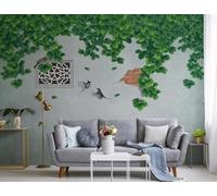 Verde Piante Viti Mura Antiche Uccelli In Volo 3D Carta Da Parati Facile Installare Mobili Sfondi Ufficio Divano Camera Letto Sfondo Decorazione Murale-300cm×210cm