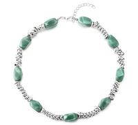 Verde Pietra preziosa Perline Collana con Intrecciato Catena del Grano, Choker Collare Collana, Boemo Chic Stile