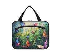 Verde Primavera Erba Farfalle Appese Cosmetici Borse da Viaggio per le Donne con Gancio, Designer Portatile Trucco Organizer Bag per Accessori da Viaggio Camping Porta cosmeticos Mujer para cartera L