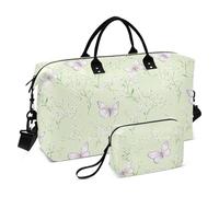 Verde Primavera Farfalla Grande Borsa Da Viaggio Pernottamento Weekender Borse Sport Palestra Tote Bag con Toiletry Bag per Yoga Multifunzionale bulto para viajar