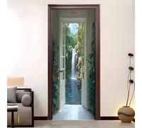 Verde Rimovibile Creative Poster per Porte,Arte Sticker Autoadesivo | Pvc Adesivi Buccia e Bastone Mondiale Cascate Paesaggi per Soggiorno Camera da Letto Porte Deco Poster Murale 90x210 cm