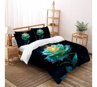 verde Rosa Copriletto 3D Stampa selvaggio piante Fiori Set Di Biancheria Morbida Microfibra Chiusura A Zip Per Bambini/Ragazzi Con 2 Federe Double(200x200cm)