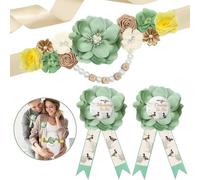 Verde Salvia Set Cintura di Maternità Fascia di Fiore Baby Shower Decorazioni Mamma e Papà To Be Corpetto Festa Shower Sash Cintura Fiore Per La Gravidanza Bomboniere Anatra Selvatica