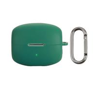 (Verde scuro) Custodia protettiva in silicone flessibile per cuffie wireless con clip, antiurto e antigraffio