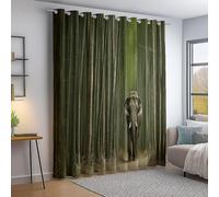 Verde Scuro Oscurante Tende per Soggiorno Camera da Letto Ufficio Domestico, Fotografia Junglea Di Bambù Elefante Tema Termico Tende Antirughe Lavabile in Lavatrice, 117 L x 138 A cm (2Pannelli)