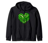 Verde Serpente Cuore Animale San Valentino Ragazzi Ragazze Bambini Felpa con Cappuccio