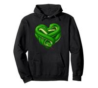 Verde Serpente Cuore Animale San Valentino Ragazzi Ragazze Bambini Felpa con Cappuccio