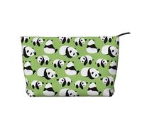 Verde Sfondo Panda Chiusura Cerniera Velluto a Coste Trucco Bag Organizzatore Multifunzionale 22x7x17cm per Viaggi Campeggio Vacanza Fitness, Nero , Taglia unica