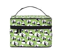 Verde Sfondo Panda Grande Capacità Portatile Impermeabile Sacchetto Cosmetico 23x17x16cm per Viaggi Sport All'aria Aperta Regalo Compagno di Nozze, Nero , Taglia unica