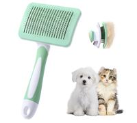 (verde)Spazzola per cani e gatti Vinabo, autopulente per peli di cani di piccola taglia, spazzola per gatti, spazzola per animali, per