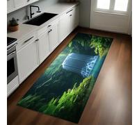 Verde Tappeto Cucina 50x220 cm Cascata nella foresta nella giungla Antiscivolo Lavabile Moderno Passatoia Cucina Corridoio Comodino Runner Decorativo
