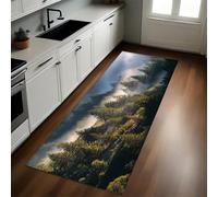 Verde Tappeto Cucina 50x80 cm Paesaggio di nebbia nella foresta Antiscivolo Lavabile Comfort Anti-fatica, Passatoia Moderna per Cucina Corridoio Soggiorno Bagno e Ingresso
