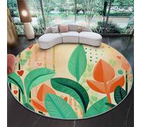 Verde Tappeto Rotondo Salotto 90 cm, Morbido Piante Tropicali Linee Cuore D'Amore Stampato Tappetini Antiscivolo Tappeto per Bambini Cameretta Cucina Casa Zona Balcone Tappet Tavolino